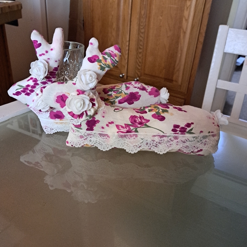 2 Pretty Rabbits 13" Long 9" Tall Great To Add To Easter Baskets
